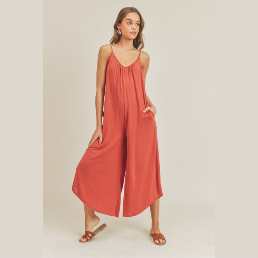 ⚡FINAL SALE! Spice Rust Oversized Knit Jumpsuit - Picture 2 of 9